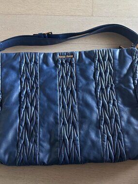 Miu Miu Blue Leather Shoulder Bag